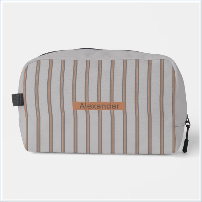 Masculine Gray & Warm Red Stripe Dopp Kit (Creator Uploaded)
