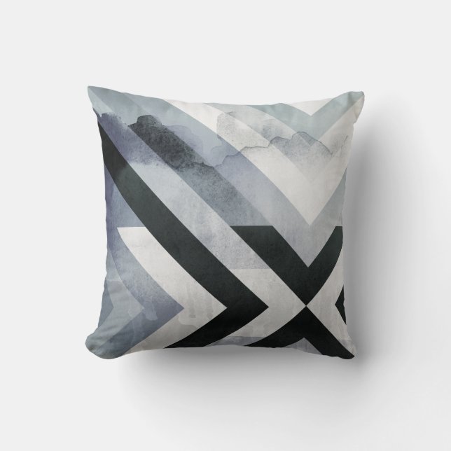 Masculine Grey Black White Distressed Moden Design Throw Pillow (Front)