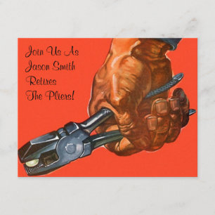 Masculine Hand Pliers Retire Retirement Invitation