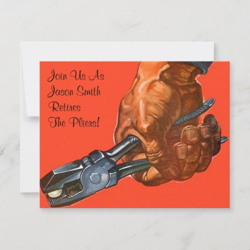 Masculine Hand Pliers Retire Retirement Invitation