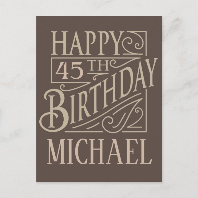 Masculine happy birthday design announcement postcard (Front)
