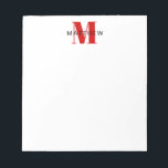 Masculine Initial/Name Monogram Black and Red Notepad<br><div class="desc">Personalize this notepad for yourself or as a gift! Add your name using the easy template form. Select "customize further" to change fonts or colors.</div>