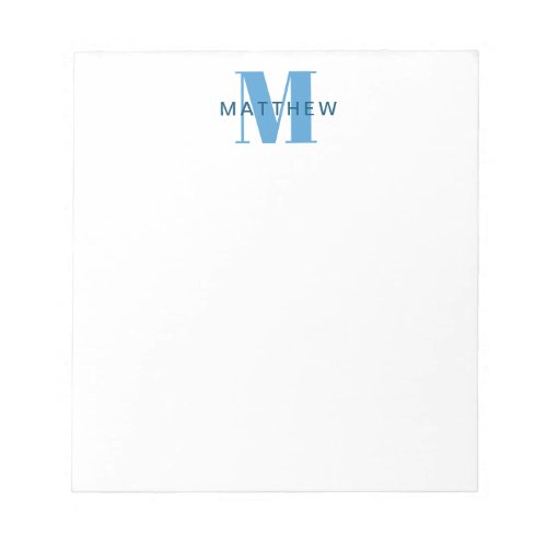 Masculine InitialName Monogram Blue Notepad