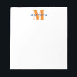 Masculine Initial/Name Monogram Orange and Blue Notepad<br><div class="desc">Personalize this note pad for yourself or as a gift! Add your name using the easy template form. Select "customize further" to change fonts or colors.</div>