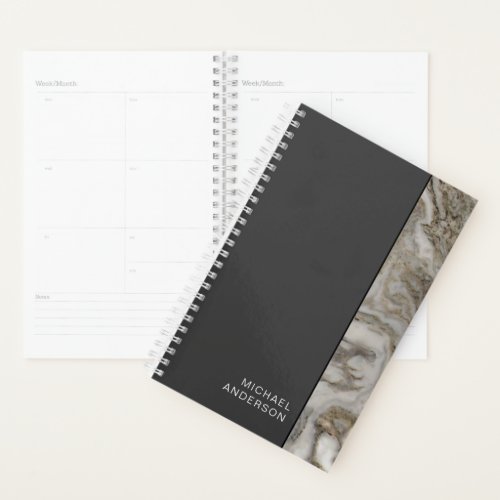 Masculine Look Flat Black and Marble Edge Planner