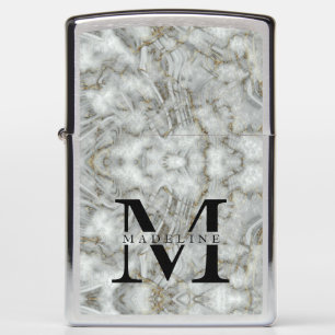 Masculine Marble Monogrammed Zippo Lighter