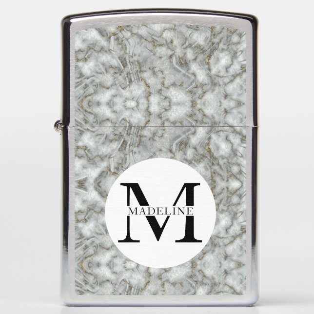 Masculine Marble Monogrammed Zippo Lighter (Front)