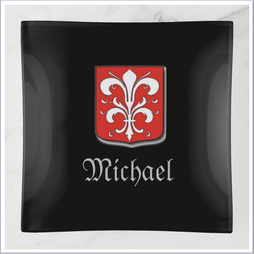 Masculine Medieval Red and Black Knight Shield Trinket Tray