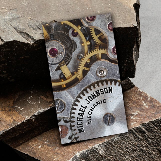 Masculine Metal Auto Repair Mechanic Automotive Business Card (Creator Uploaded)