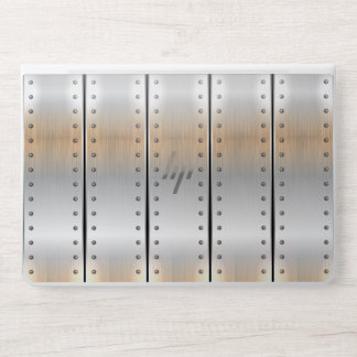 Masculine metallic silver stripes HP laptop skin