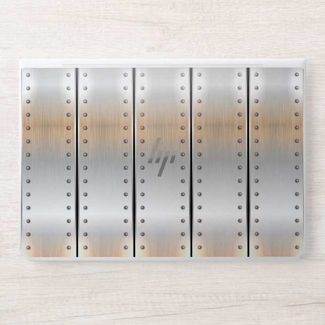 Masculine metallic silver stripes HP laptop skin (Front)