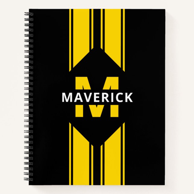 Masculine Modern Monogram and Name Notebook (Front)