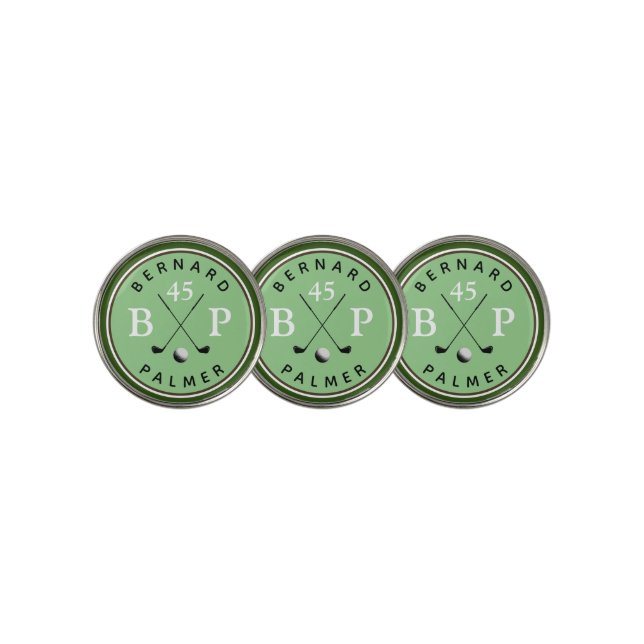 Masculine Monogram Age Elegant Golf Ball Marker (3 Up)
