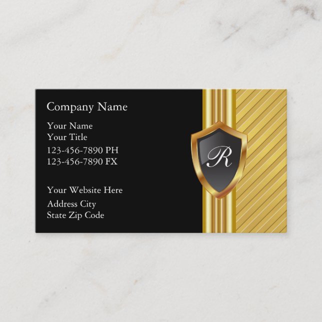 Masculine Monogram Business Cards (Front)