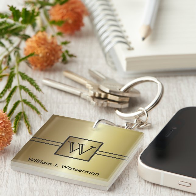 Masculine Monogram Executive Keychain (Front Right)