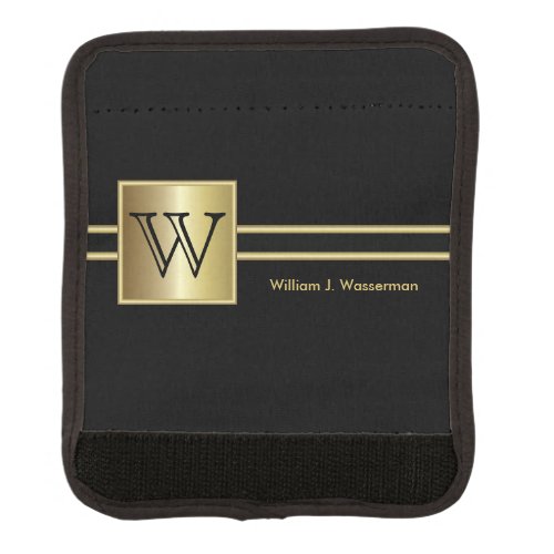 Masculine Monogram Executive Style _ Black  Gold Luggage Handle Wrap