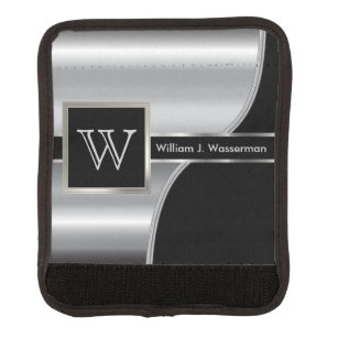Masculine Monogram Executive Style -Black & Silver Luggage Handle Wrap