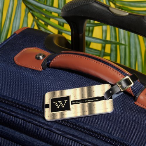 Masculine Monogram Executive Style _ Faux Gold Luggage Tag