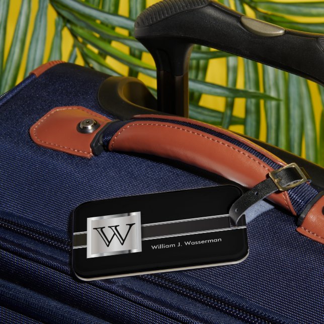 Masculine Monogram Executive Style Luggage Tag (Front Insitu 3)