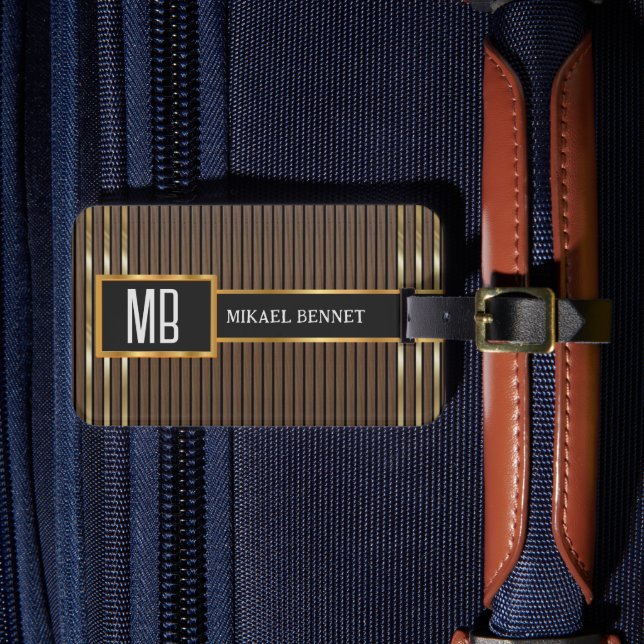 Masculine Monogram Executive Style  Luggage Tag (Front Insitu 4)