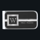 Masculine Monogram Executive Style - Silver Gray Silver Finish Money Clip<br><div class="desc">Featuring a Masculine Monogram Executive Style - Silver Gray Design with DIY Name. 📌If you need further customization, please click the "Click to Customize further" or "Customize or Edit Design"button and use our design tool to resize, rotate, change text color, add text and so much more.⭐This Product is 100% Customizable....</div>