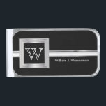 Masculine Monogram Executive Style - Silver Gray Silver Finish Money Clip<br><div class="desc">Featuring a Masculine Monogram Executive Style - Silver Gray Design with DIY Name. 📌If you need further customization, please click the "Click to Customize further" or "Customize or Edit Design"button and use our design tool to resize, rotate, change text color, add text and so much more.⭐This Product is 100% Customizable....</div>