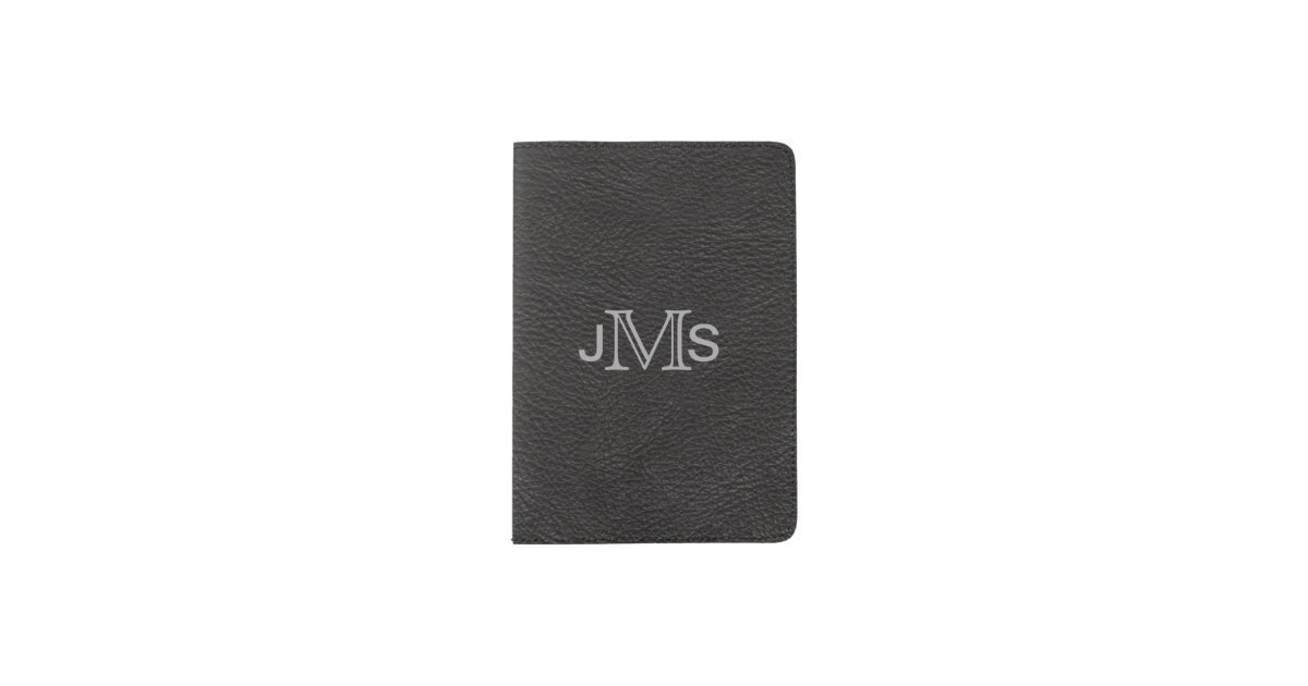 Masculine Monogram Initials | Black Leather Look Passport Holder | Zazzle