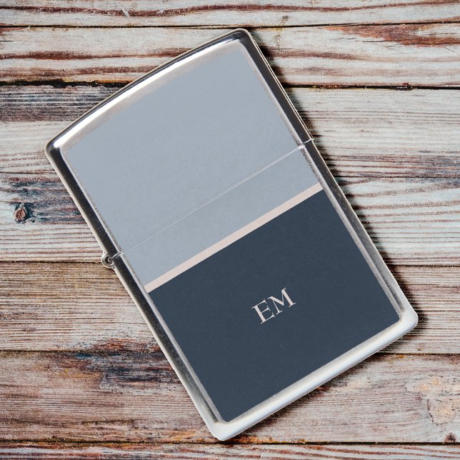 Masculine Monogram Initials Modern Simple Minimal Zippo Lighter (Creator Uploaded)