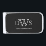 Masculine Monogram Initials with Name Silver Finish Money Clip<br><div class="desc">Featuring a Masculine Monogram Executive Style - Silver Gray Design with DIY Name. 📌If you need further customization, please click the "Click to Customize further" or "Customize or Edit Design"button and use our design tool to resize, rotate, change text color, add text and so much more.⭐This Product is 100% Customizable....</div>