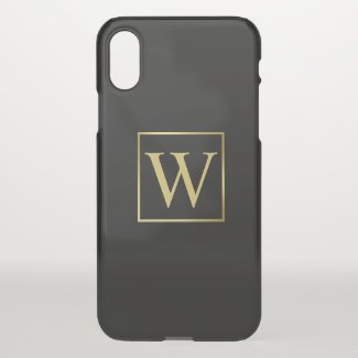 Masculine Monogram Minimalist Gold Frame iPhone X Case