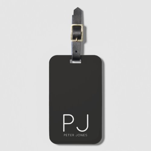 Masculine Monogram Modern Simple Black Luggage Tag