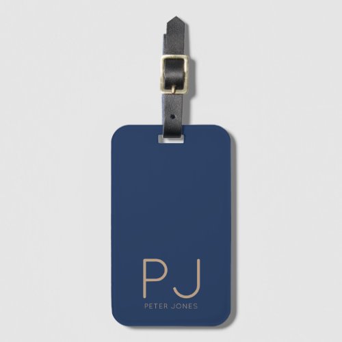 Masculine Monogram Modern Simple Blue Luggage Tag