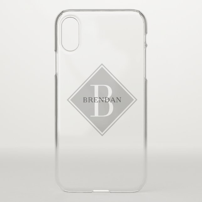 Masculine Monogram Simple Smoke Gray Overlay Uncommon iPhone Case (Back)