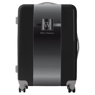 Masculine Monogram Style Black Steel  Luggage
