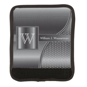 Masculine Monogram Style Black Steel Metal Luggage Handle Wrap by DesignsbyDonnaSiggy at Zazzle