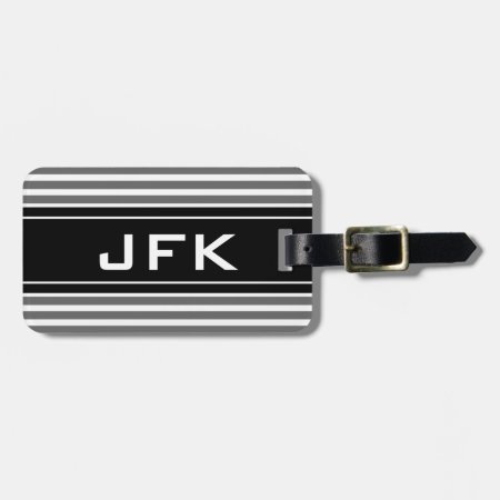 Masculine Monogram Travel Luggage Tag With Stripes