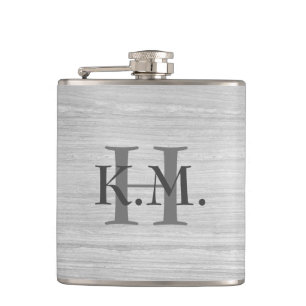 Masculine Monogrammed Striped Granite Flask
