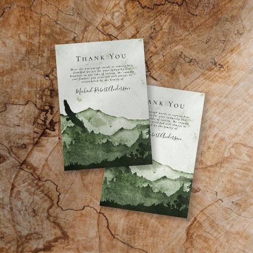 Masculine Mountain Forest Sympathy Funeral Thank You Card