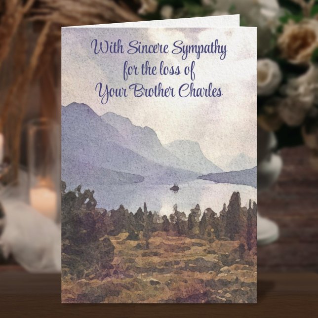 Masculine Mountain Lake Personalized Sympathy Card (Masculine Mountain Lake Personalized Sympathy Card)