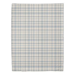 Masculine Muted Blue Plaid w/ Linen Texture Duvet Cover