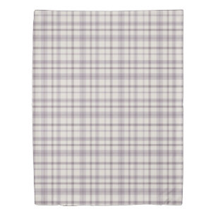 Masculine Muted Purple Plaid w/ Linen Texture Duvet Cover