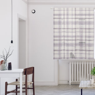 Masculine Muted Purple Plaid w/ Linen Texture Sheer Curtains