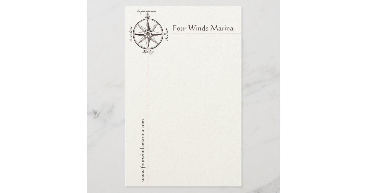 Masculine Nautical Stationery with Antique Compass | Zazzle