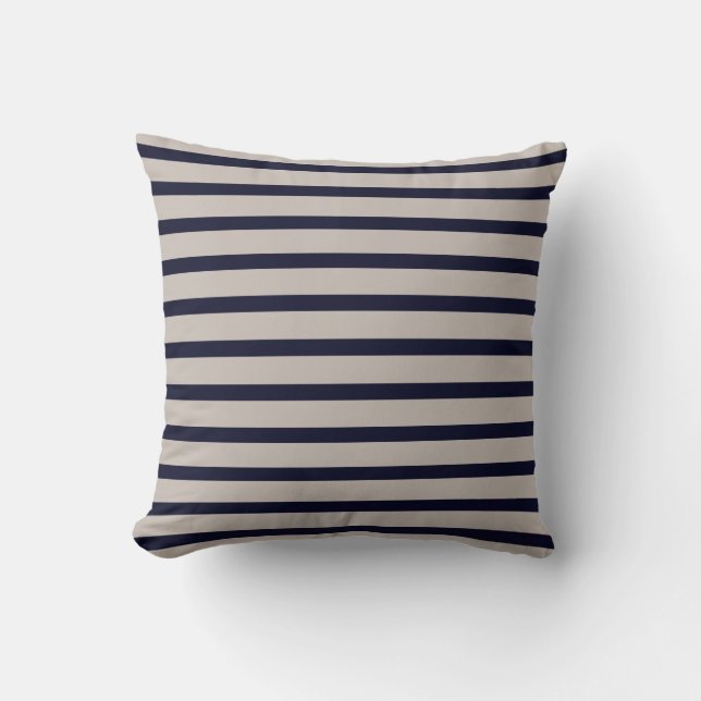 Masculine navy gray stripe decorative pillow (Front)