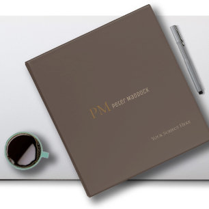 Masculine Neutral Brown Binder Monogrammed
