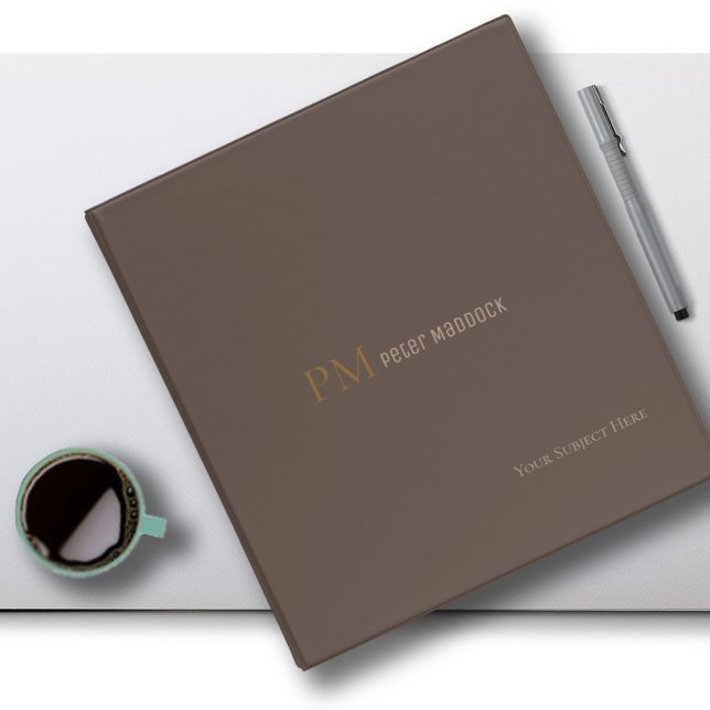 Masculine Neutral Brown Binder Monogrammed (Creator Uploaded)