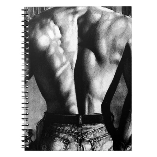 Masculine Notebook Drawing Bodybuilder In Jeans (Front)