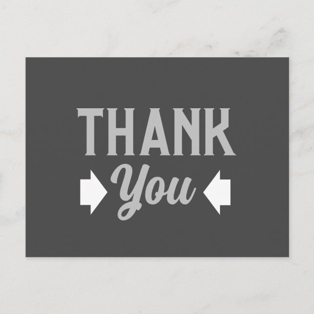Masculine or Business Gray Thank You Postcard (Front)