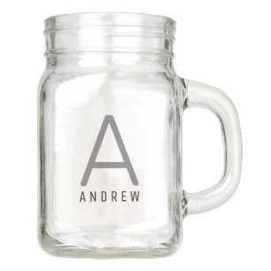 Masculine Personalized Modern Monogram Name Mason Jar