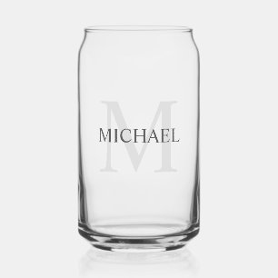 Masculine Personalized Monogram and Name Can Glass
